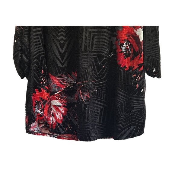 Avenue Womens 18/20 Black Red Floral Velvet Burnout Tunic Top PlusSize Fairygoth - Picture 3 of 7